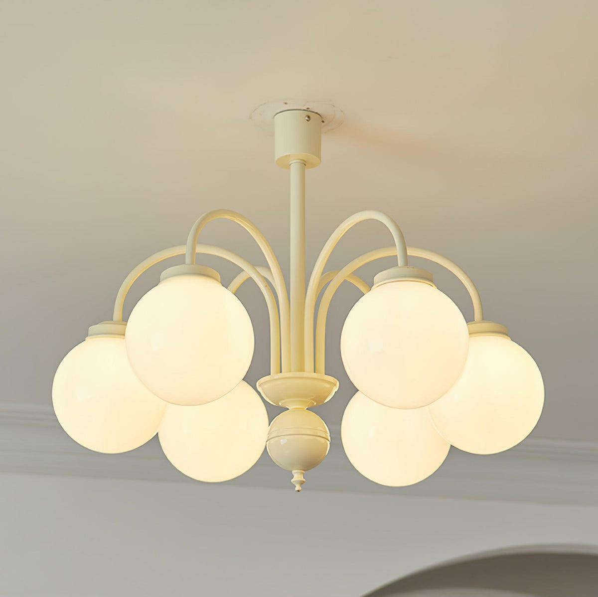 Toreira Lustre Sphères en Verre Crème