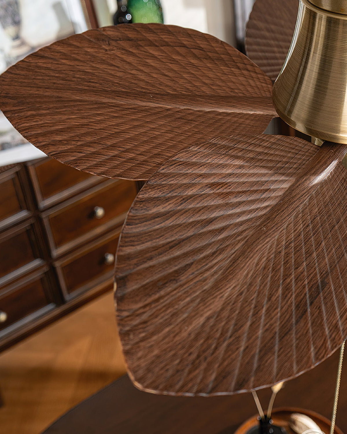 Glauk Ceiling Fan Light in Brushed Champagne finish.