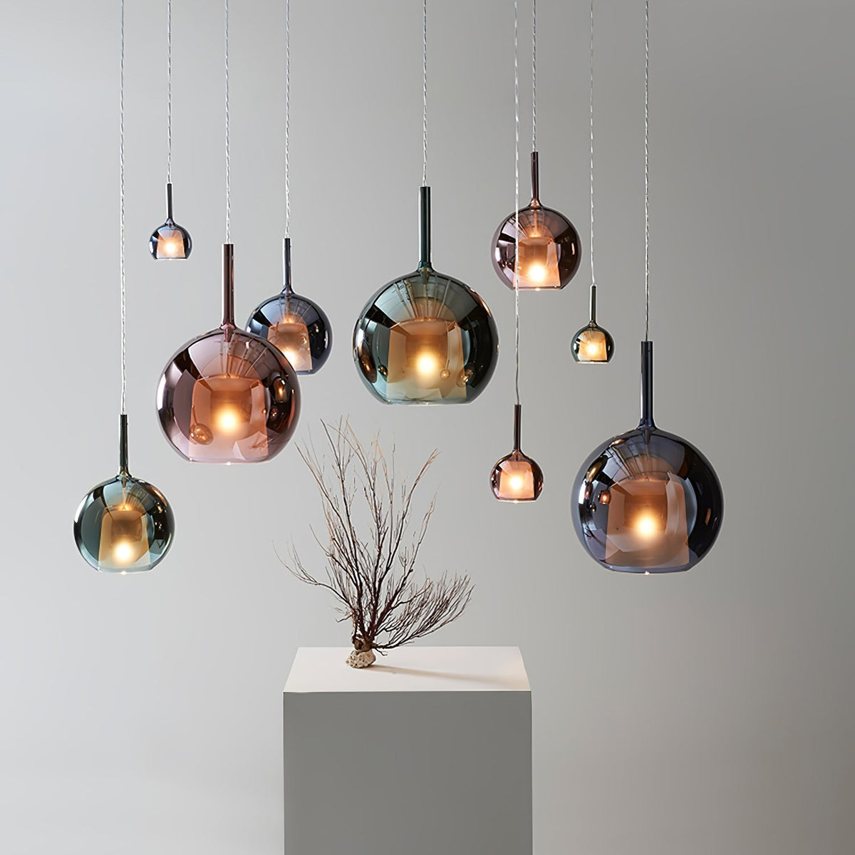 Meliora Suspension en Verre Fumé Rond