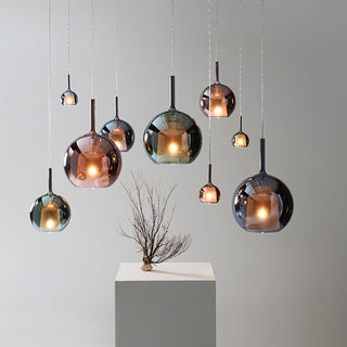 Lustra Suspension en Verre Fumé Rond