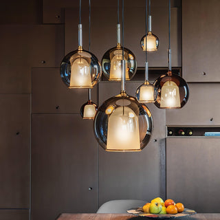Lustra Suspension en Verre Fumé Rond