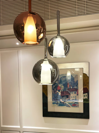 Lustra Suspension en Verre Fumé Rond