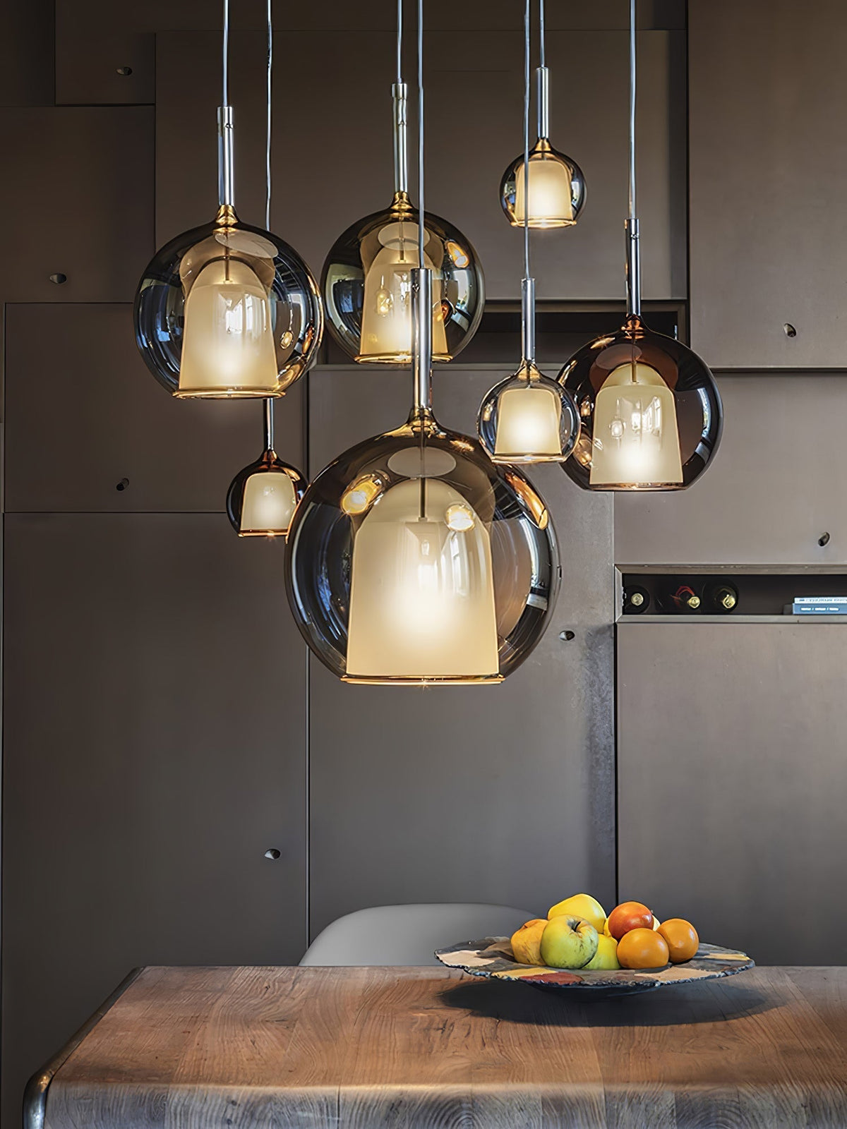 Meliora Suspension en Verre Fumé Rond