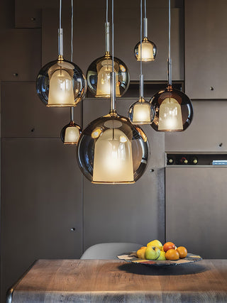Lustra Suspension en Verre Fumé Rond