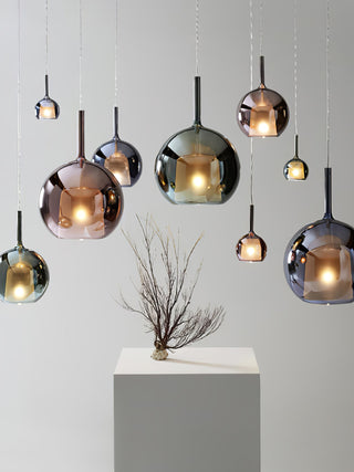 Lustra Suspension en Verre Fumé Rond