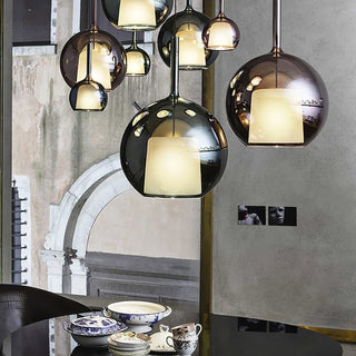 Lustra Suspension en Verre Fumé Rond