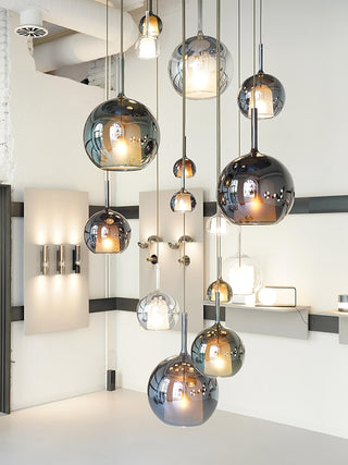 Lustra Suspension en Verre Fumé Rond