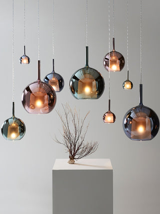 Lustra Suspension en Verre Fumé Rond