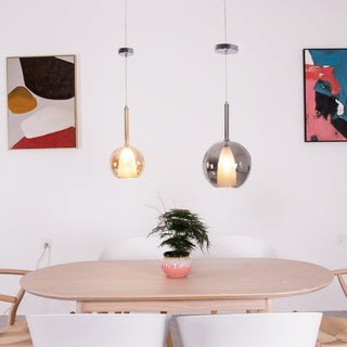 Lustra Suspension en Verre Fumé Rond