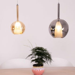 Lustra Suspension en Verre Fumé Rond