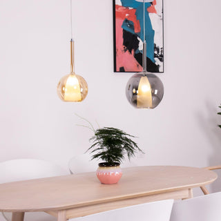 Lustra Suspension en Verre Fumé Rond