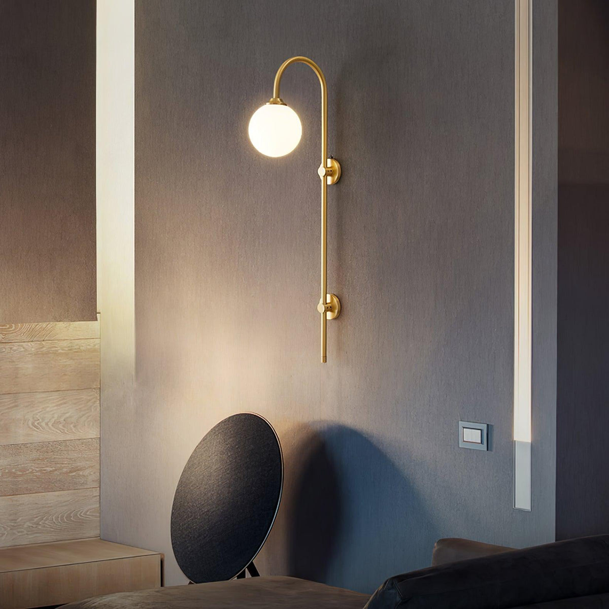 Nyvaris Applique Murale Minimaliste en Verre Globe Laiton