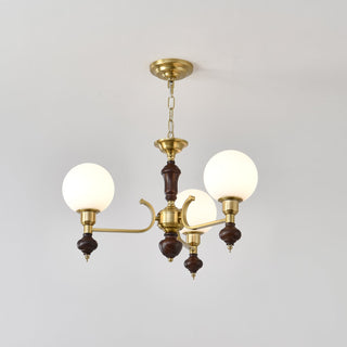 Lustra Lustre Bois Laiton Globe Orb