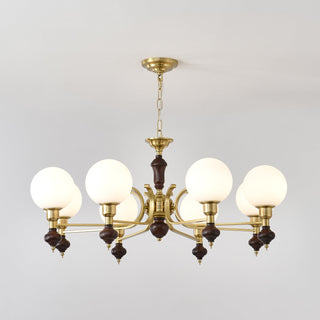 Lustra Lustre Bois Laiton Globe Orb