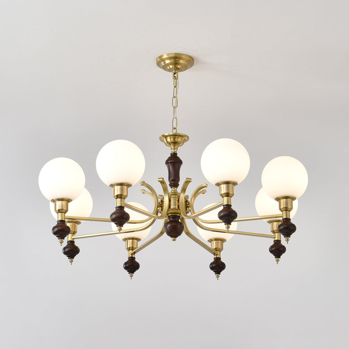 Niveria Lustre Bois Laiton Globe Orb