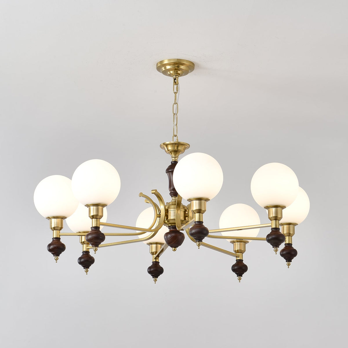 Niveria Lustre Bois Laiton Globe Orb
