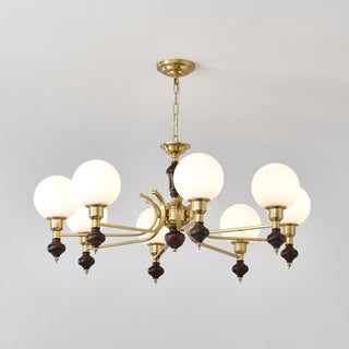 Lustra Lustre Bois Laiton Globe Orb