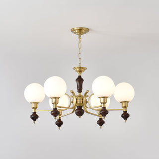 Lustra Lustre Bois Laiton Globe Orb
