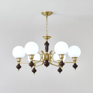 Lustra Lustre Bois Laiton Globe Orb
