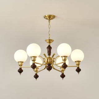 Lustra Lustre Bois Laiton Globe Orb