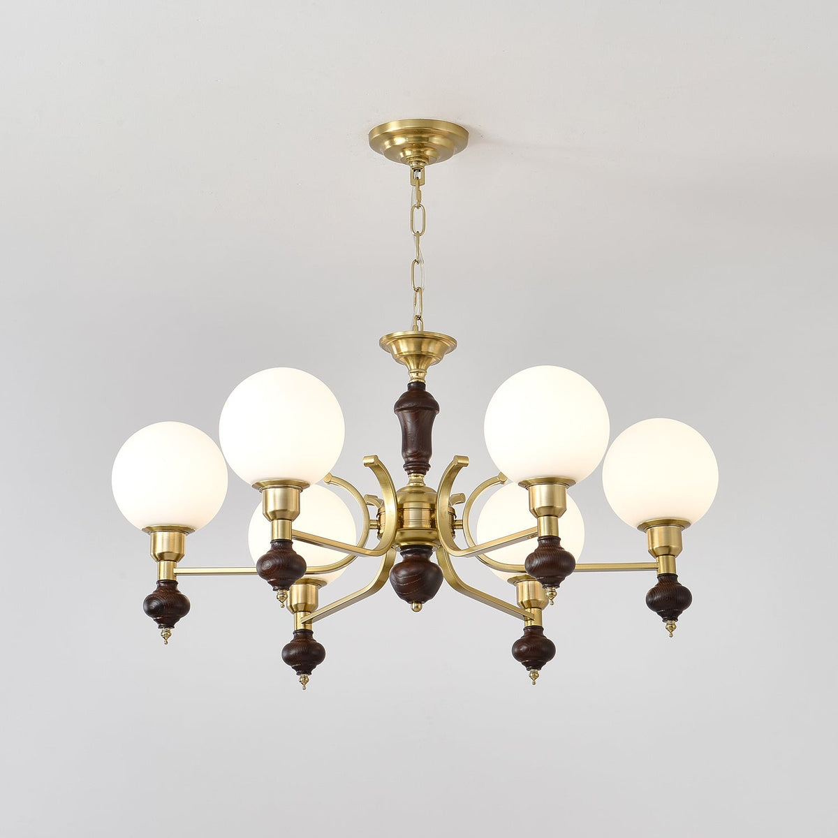 Niveria Lustre Bois Laiton Globe Orb