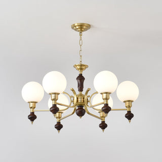Lustra Lustre Bois Laiton Globe Orb