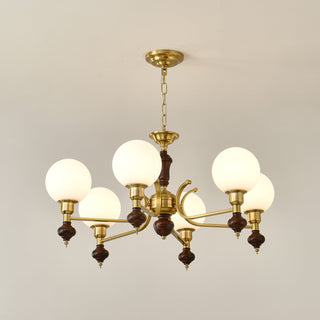 Lustra Lustre Bois Laiton Globe Orb
