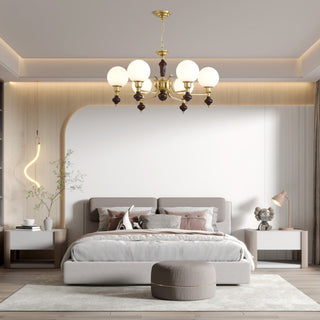 Lustra Lustre Bois Laiton Globe Orb