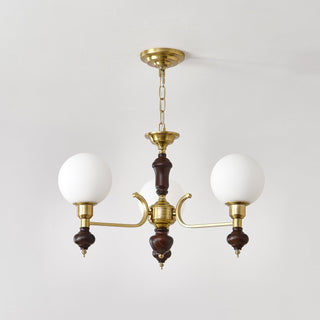 Lustra Lustre Bois Laiton Globe Orb