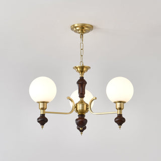 Lustra Lustre Bois Laiton Globe Orb