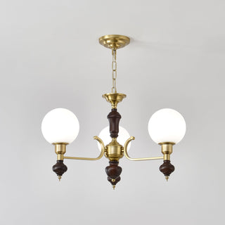 Lustra Lustre Bois Laiton Globe Orb