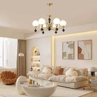 Lustra Lustre Bois Laiton Globe Orb