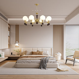 Lustra Lustre Bois Laiton Globe Orb