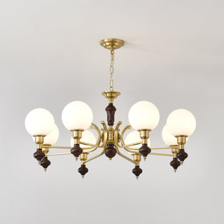 Lustra Lustre Bois Laiton Globe Orb