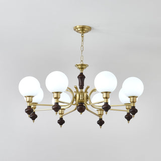 Lustra Lustre Bois Laiton Globe Orb