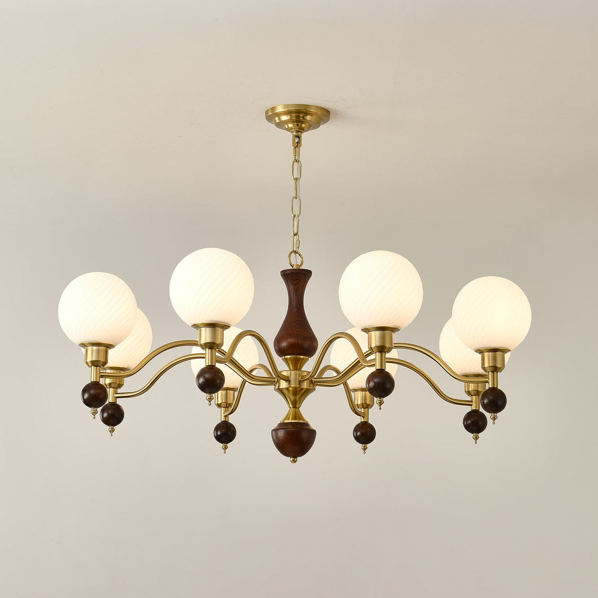 Globe Orb Wood Chandelier-Neutral Decor
