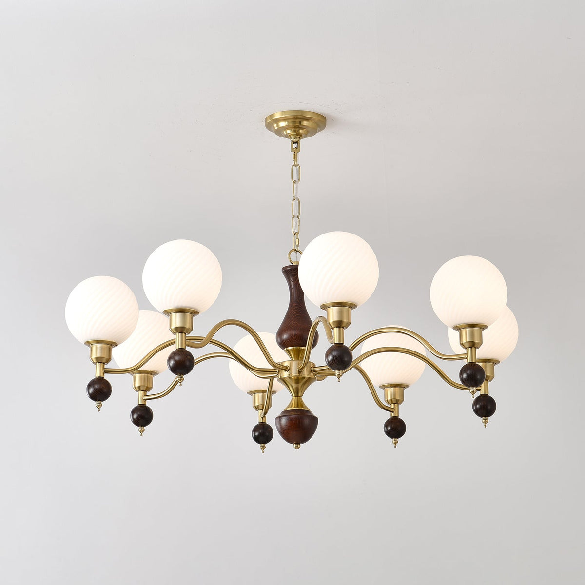 Globe Orb Wood Chandelier-Neutral Decor