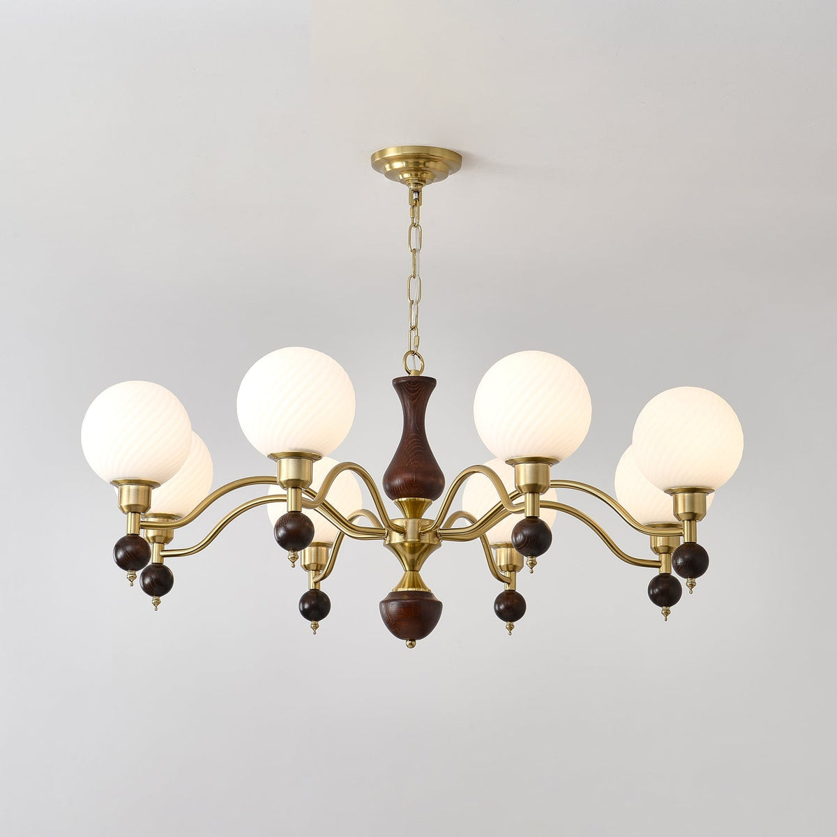 Globe Orb Wood Chandelier-Neutral Decor