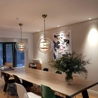 Orlaeen Lampe suspendue Globe en métal et acrylique à créativité individuelle