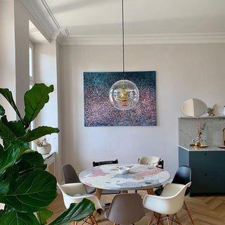 Orlaeen Lampe suspendue Globe en métal et acrylique à créativité individuelle