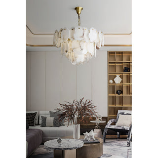 Gloire Lustre En Laiton Et Albâtre à Créativité Individuelle