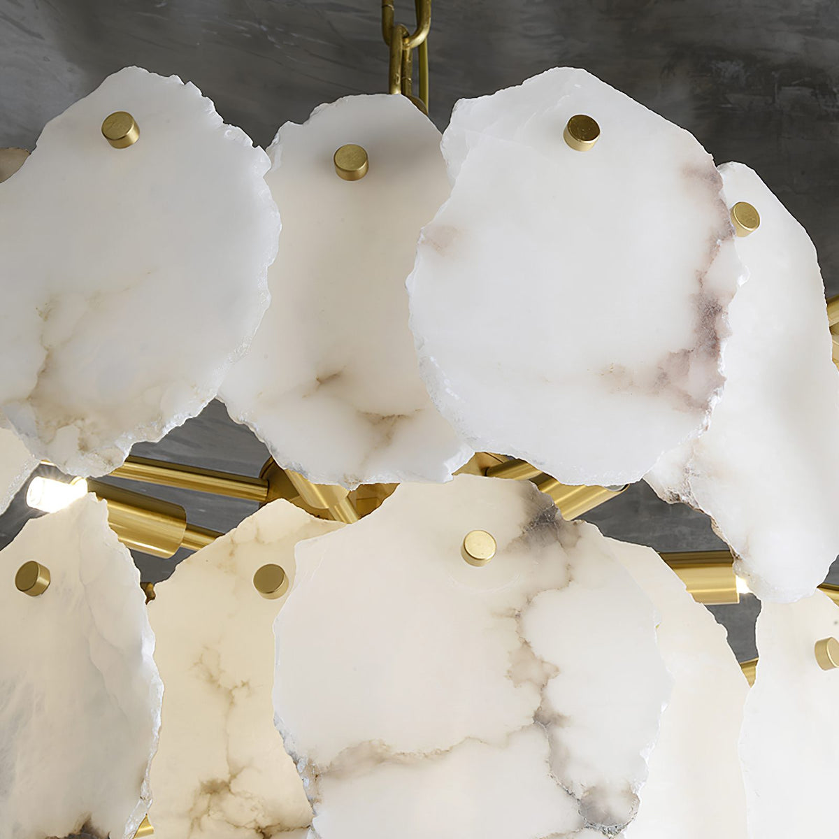 Gloire Lustre En Laiton Et Albâtre à Créativité Individuelle