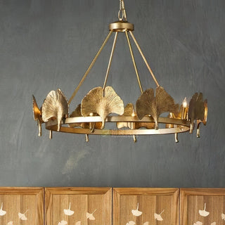 Cavinan Lustre En Métal Doré Avec Feuille De Ginkgo