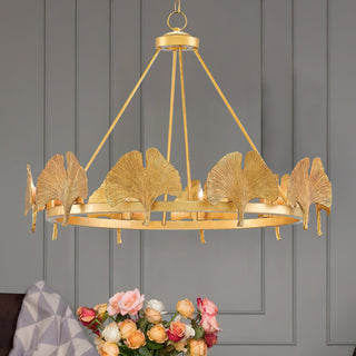 Cavinan Lustre En Métal Doré Avec Feuille De Ginkgo