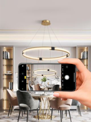 Lustra Lustre Anneau Doré LED Halo Moderne