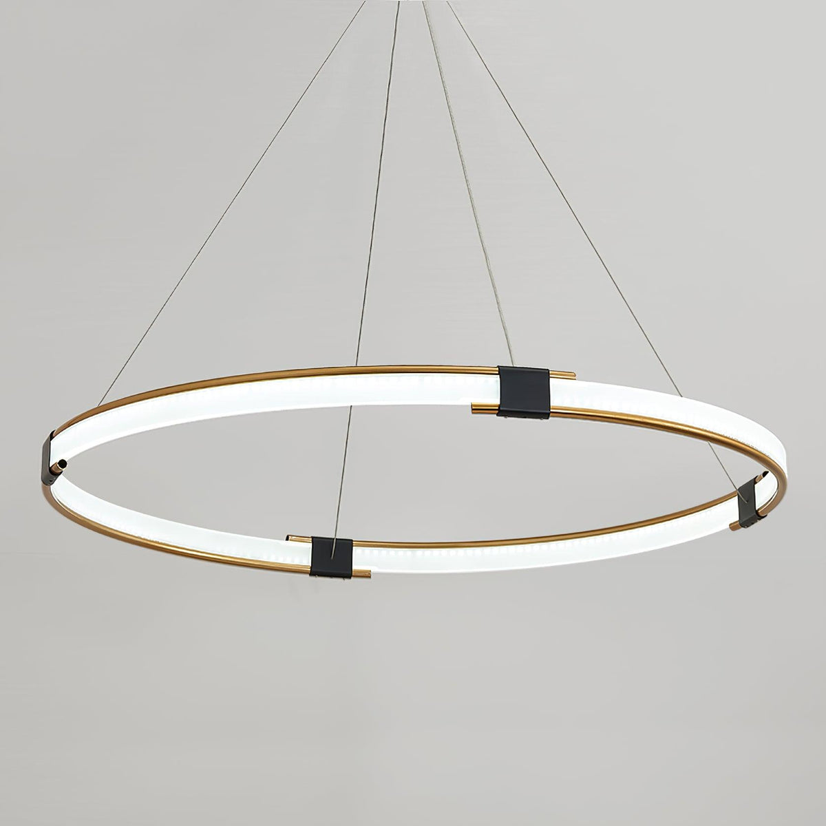 Bela Lustre Anneau Doré LED Halo Moderne