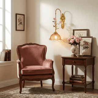 Gold Rose Wall Sconce-Neutral Decor