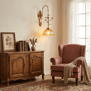 Gold Rose Wall Sconce-Neutral Decor