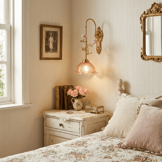 Gold Rose Wall Sconce-Neutral Decor