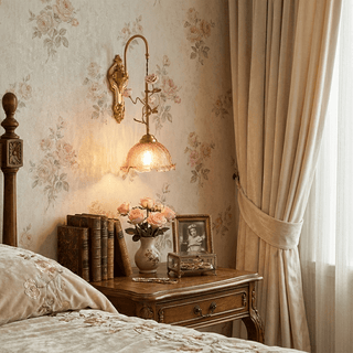Gold Rose Wall Sconce-Neutral Decor